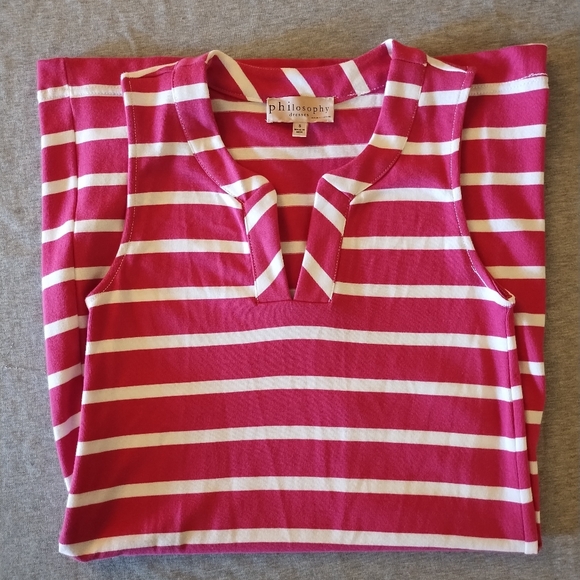 Philosophy Republic Clothing Dark Pink & White Striped Tank Midi Dress Size S - Picture 4 of 11